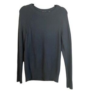 Jeanne Pierre Women's Crewneck Sweater Charcoal Gray Ribbed Shoulder Size M